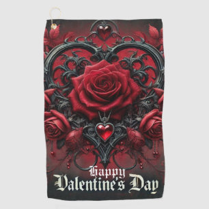 Gothic red roses Valentine's day Golf Towel