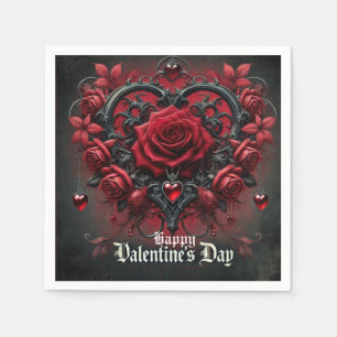Gothic red roses Valentine's day Napkin