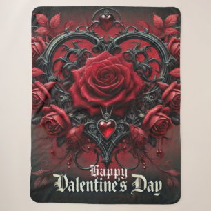 Gothic red roses Valentine's day Sherpa Blanket