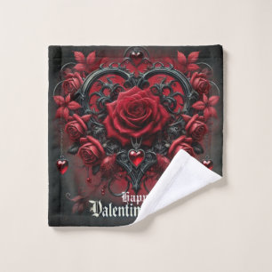 Gothic red roses Valentine's day Wash Cloth