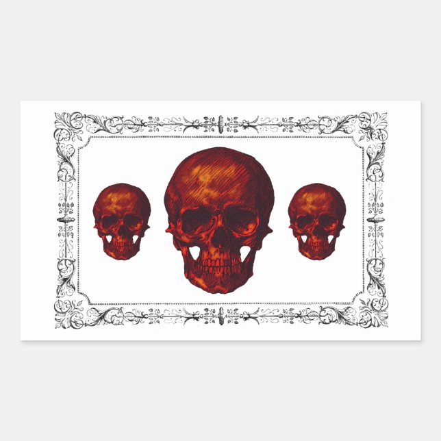 Gothic Red Skulls Sticker (Front)