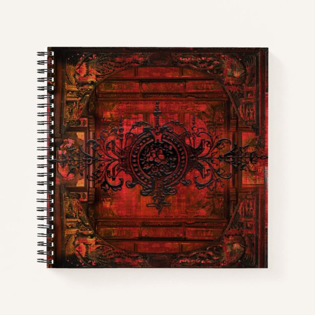 Gothic Renaissance Red Faux Leather Ancient Tome Notebook (Front)