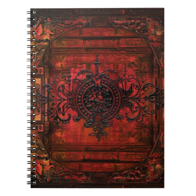 Gothic Renaissance Red Faux Leather Ancient Tome Notebook (Front)