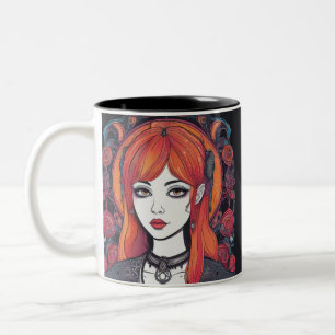 Gothic Reverie Orange Girl Two-Tone Coffee Mug