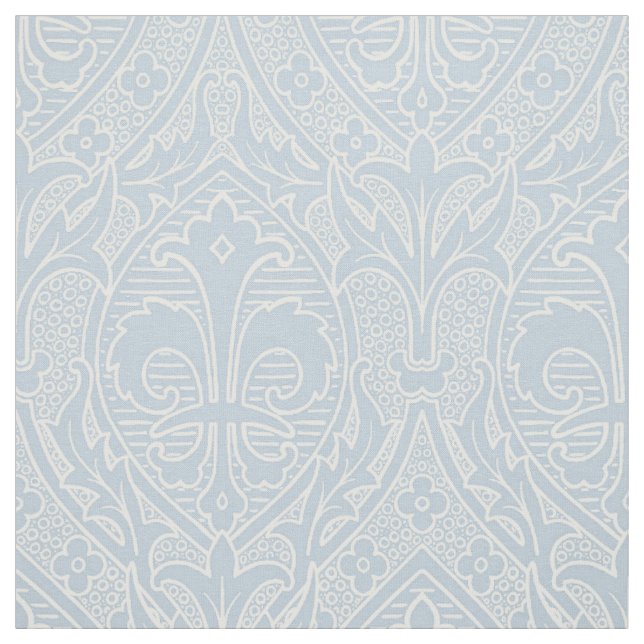 Gothic Revival Fleur de Lys - Misty Blue Fabric (Swatch)