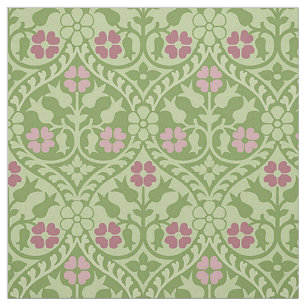 Gothic Revival Floral, Green and Pink Fabric