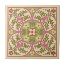 Gothic Revival Floral Medallion Ceramic Tile