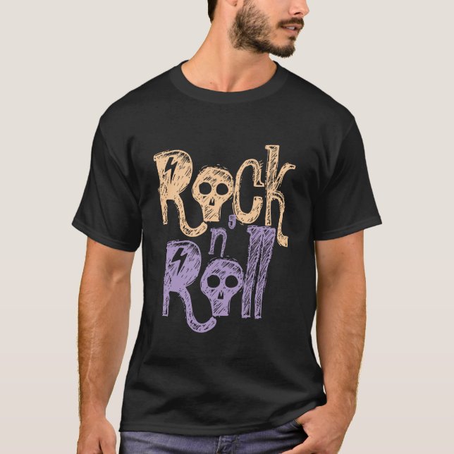 Gothic Rock & Roll Black T-shirt Hommes Design (Devant)
