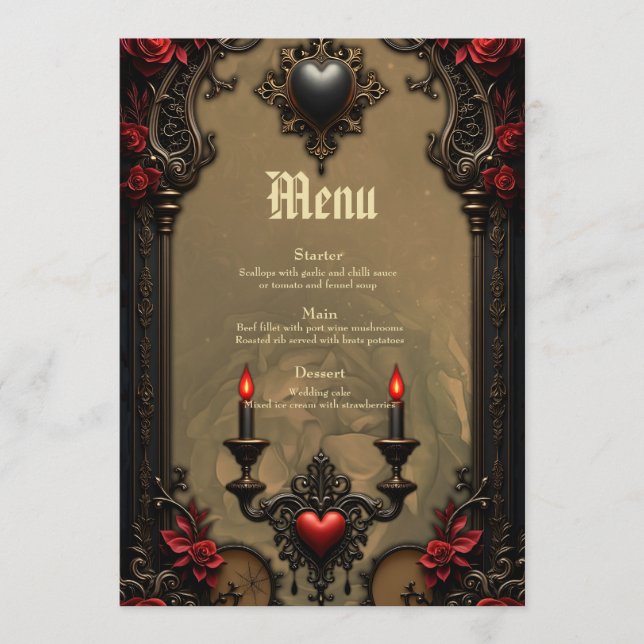 Gothic Romance: Hidden Passion Menu (Front)