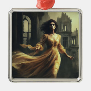 Gothic Romance Illustration Spooky Castle Horror Metal Ornament