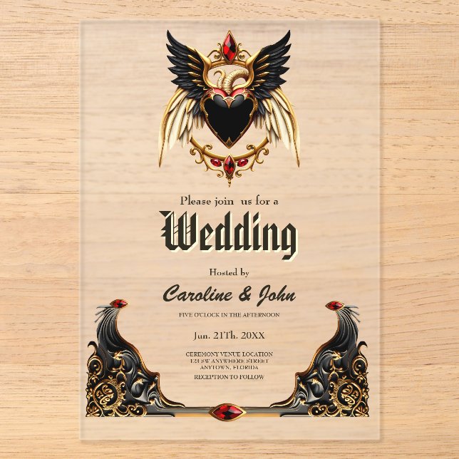 Gothic Romance, In the Shadows of Love Acrylic Invitations (Front)