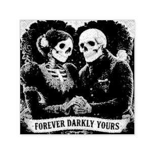 Gothic Romance of Two Skeletons Holding Hands Self-inking Stamp