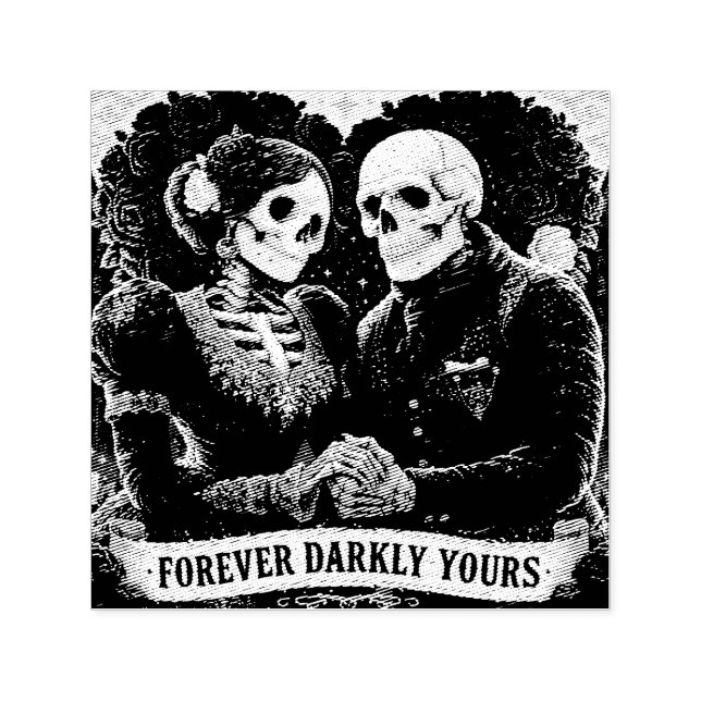 Gothic Romance of Two Skeletons Holding Hands Self-inking Stamp (Design)