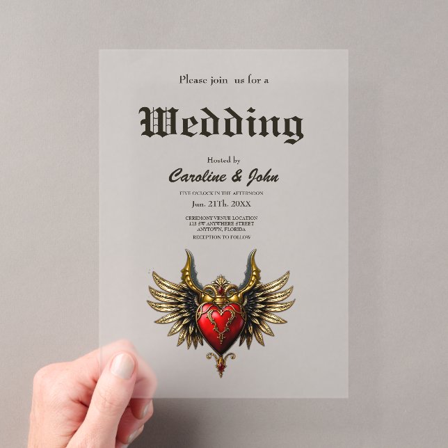 Gothic Romance, the heart of passion.  Acrylic Invitations (Insitu (Handheld))
