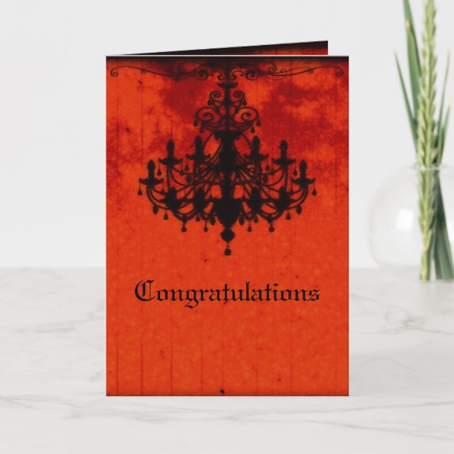 Gothic Romance Victorian Chandelier Wedding Card (Front)