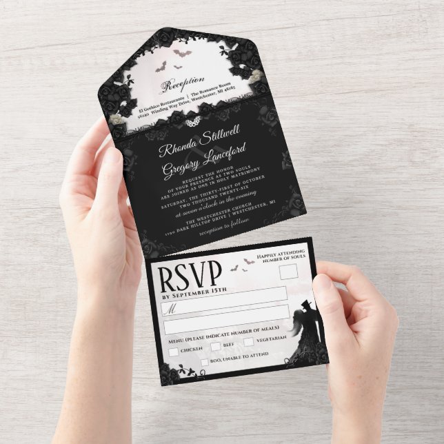 Gothic Romance Wedding (Menu RSVP)  All In One Inv All In One Invitation (Tearaway)