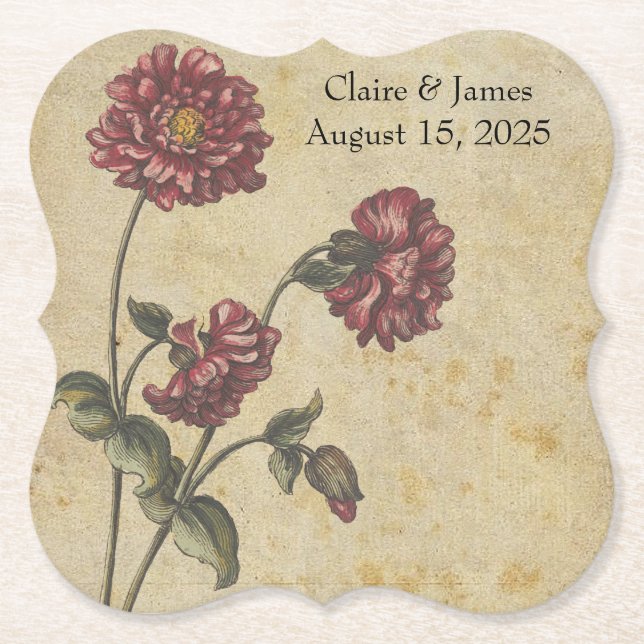 Gothic Romance Wedding Paper Coaster Dark Elegant (Front)