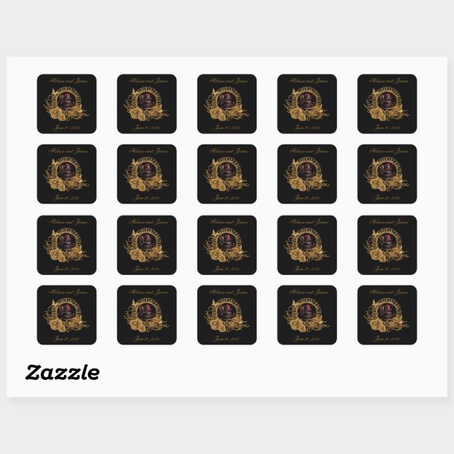 Gothic Romance Wedding Square Sticker (Sheet)