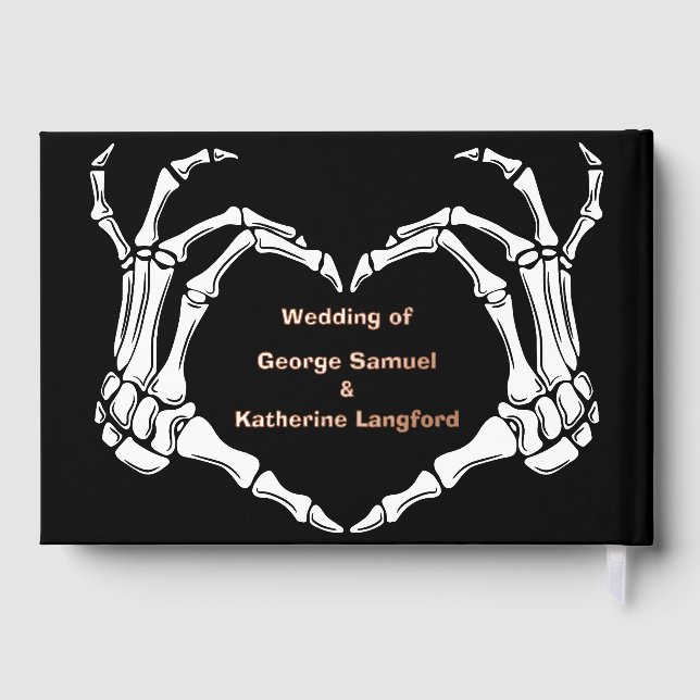 Gothic Romantic Skeleton Hand Halloween Wedding Guest Book (Back)