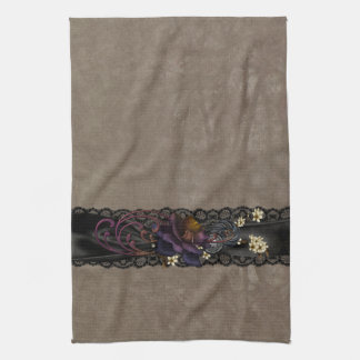 Gothic Rose and Black Lace Kitchen Towel