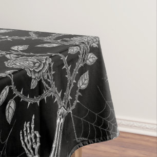 Gothic Rose and Bone Pattern Tablecloth