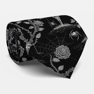 Gothic Rose and Bone Pattern Tie