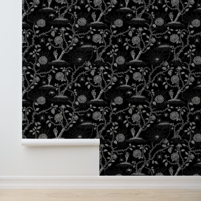 Gothic Rose and Bone Pattern Wallpaper (Application)