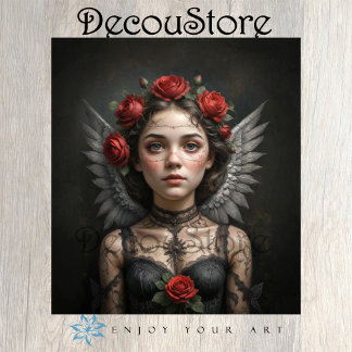 Gothic Rose Angel Decoupage Tissue Paper