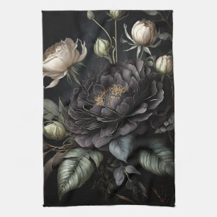 Gothic Rose Arrangement Black Flower Kitchen Towel