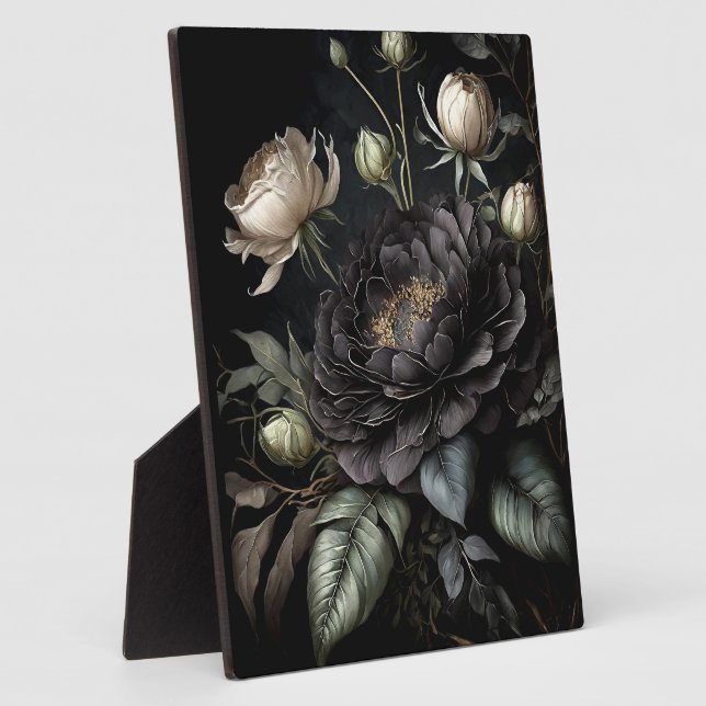  Gothic Rose Arrangement Black Flower Plaque (Side)