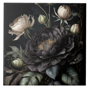  Gothic Rose Arrangement Black Flower Tile