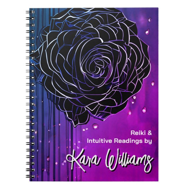 Gothic Rose Black & Purple Bright Tarot Notebook (Front)