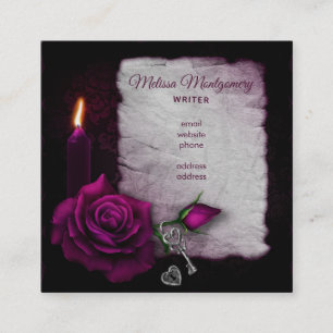 Gothic Rose, Candle and Locket Square Business Card