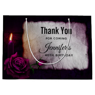 Gothic Rose, Candle, and Parchment Birthday Large Gift Bag