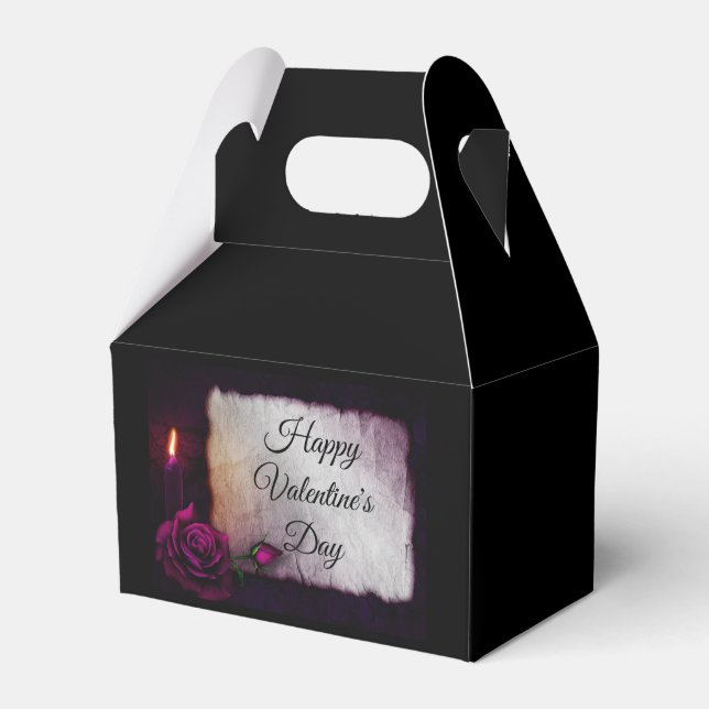 Gothic Rose, Candle, and Parchment Valentine's Favor Box (Front Side)