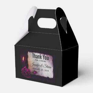 Gothic Rose, Candle, and Parchment Wedding Favor Box