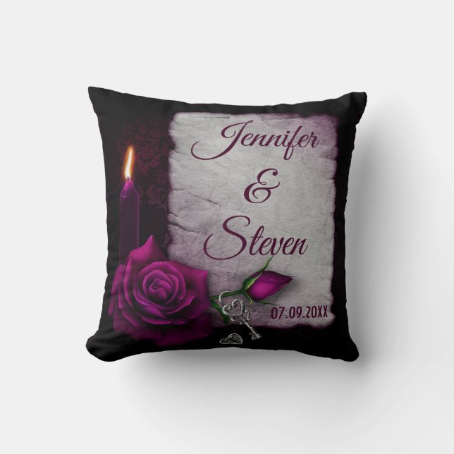 Gothic Rose, Candle, Parchment and Locket Throw Pillow (Front)