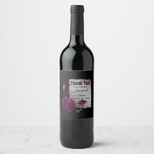 Gothic Rose, Candle, Parchment and Locket Wedding Wine Label