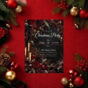 Gothic Rose Christmas Party Invitation