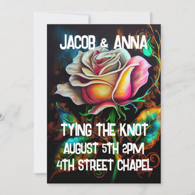 GOTHIC ROSE COLORFUL WEDDING INVITATIONS (Front)