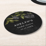 Gothic Rose Halloween Bridal Shower Round Paper Coaster<br><div class="desc">Gothic and rustic halloween theme bridal shower coasters featuring illustration of black rose.</div>