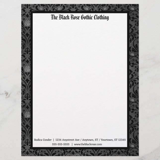 Gothic Rose in Black and Grey Letterhead (Front)
