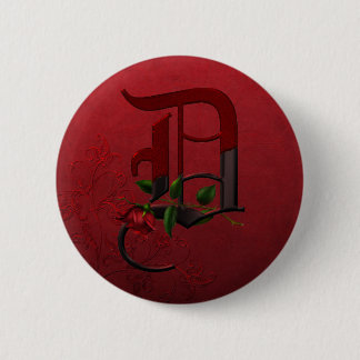 Gothic Rose Monogram D 2 Inch Round Button