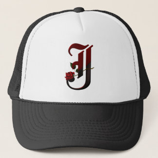 Gothic Rose Monogram J Trucker Hat