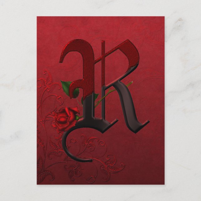 Gothic Rose Monogram R Postcard (Front)