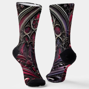Gothic Rose Printed Socks - Crew Socks