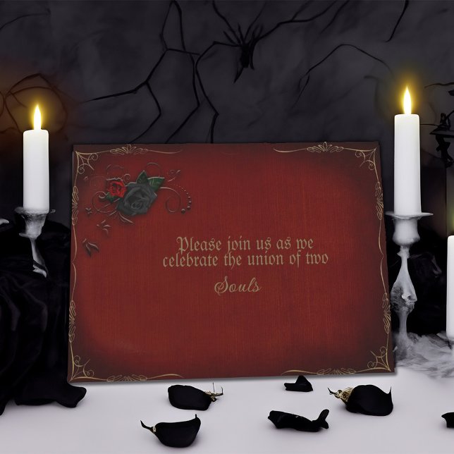 Gothic Rose Red and Black Wedding  Invitation (Creator Uploaded)