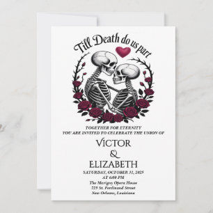 Gothic Rose Till Death Do Us Part Skeleton Wedding Invitation