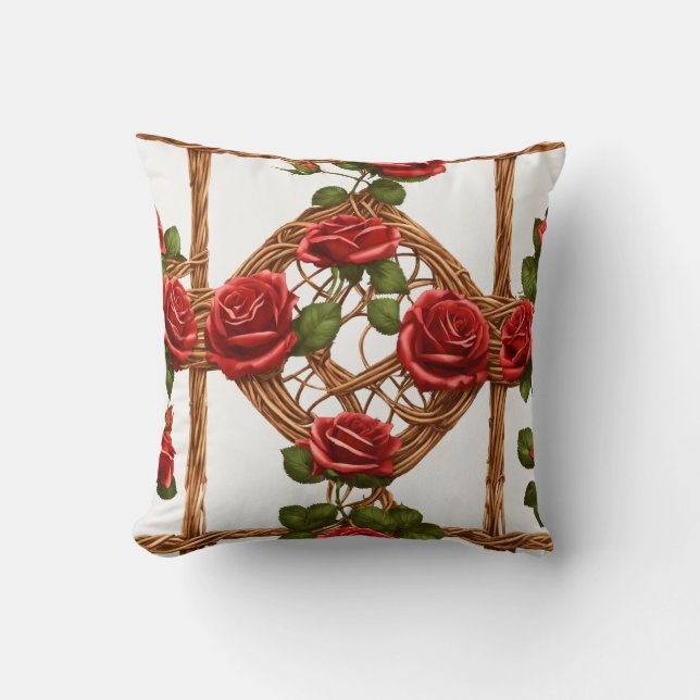 Gothic Rose Vine Pillow – Seamless Floral Beauty (Front)