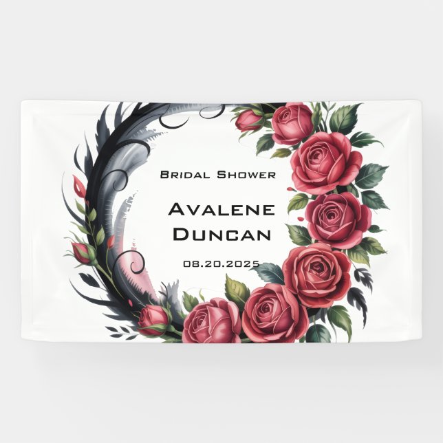 Gothic Rose Wedding Frame Bridal Shower Banner (Horizontal)